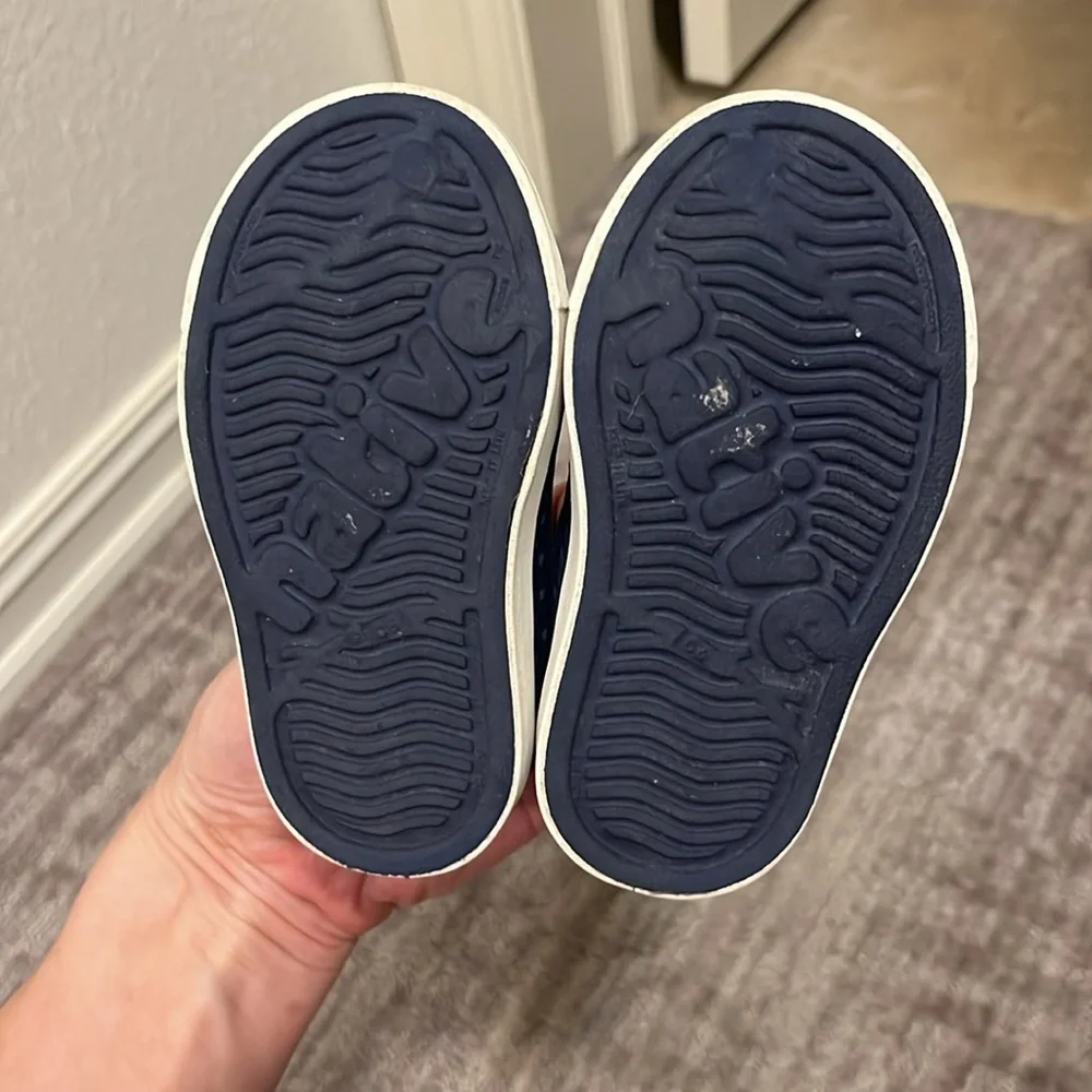 Native Shoes Kids Navy Blue Slip-On Water Shoes with White Toe